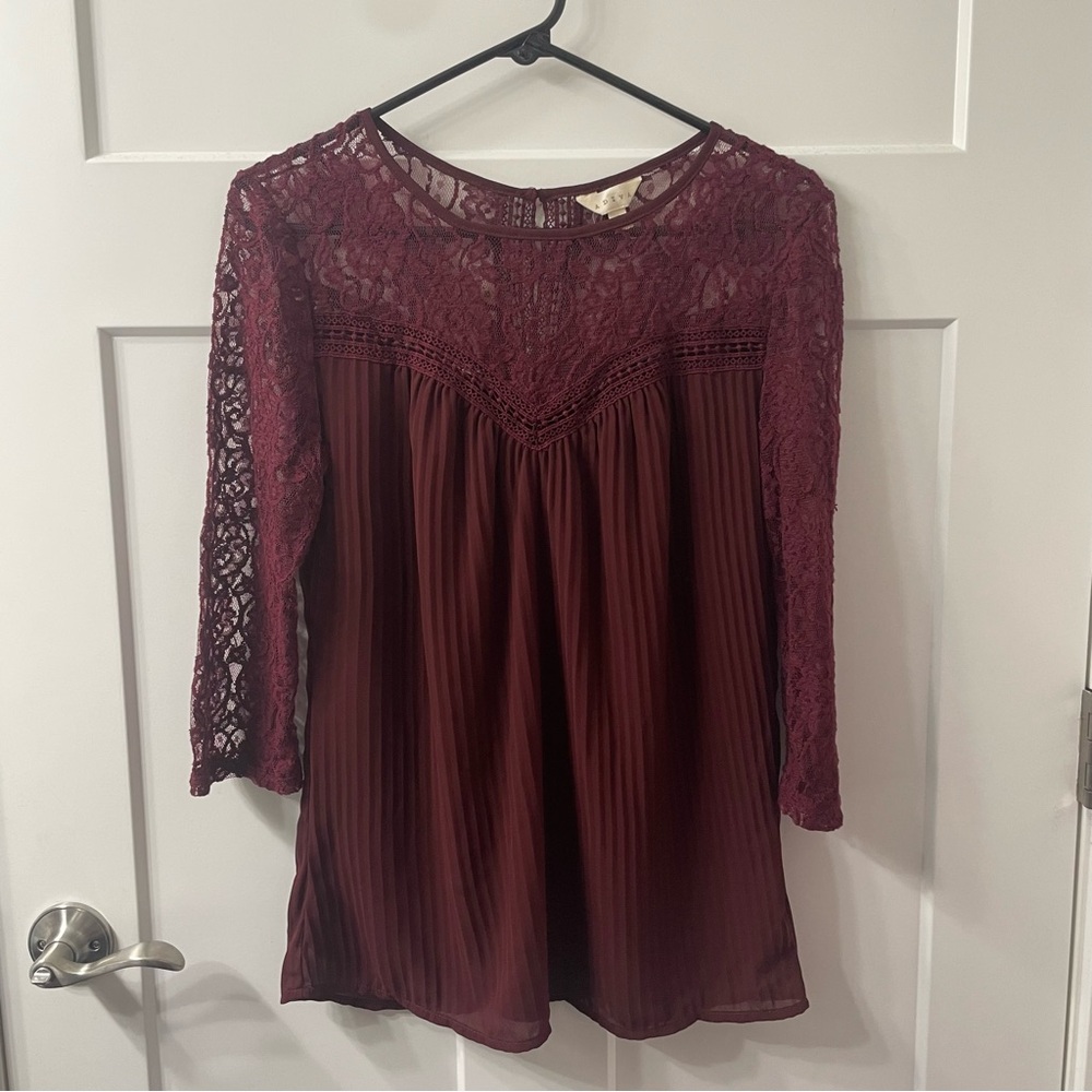 Adiva Burgundy Lace Blouse